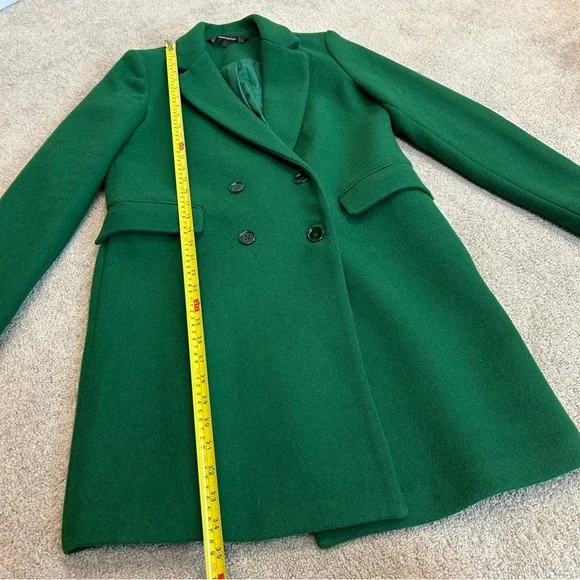 Zara Women's Green double breasted wool blend coat Sz S fall winter - Picture 6 of 14